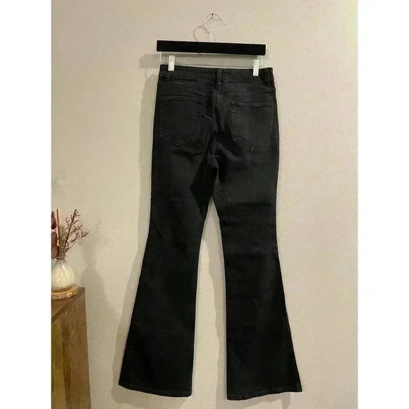 Something Navy High Waisted Bell Bottom Jeans Flare Bootcut Washed Black Denim 4 - Picture 7 of 12